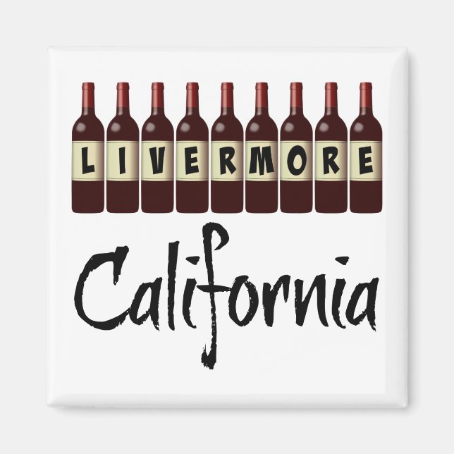 Imã Livermore California Red Wine Botles Diversão. Pro (Frente)