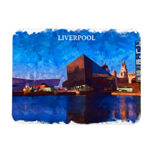 Ímã Liverpool England Panorama View Painting