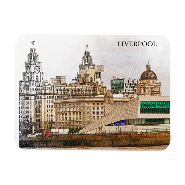 Ímã Liverpool United Kingdom City View (Horizontal)
