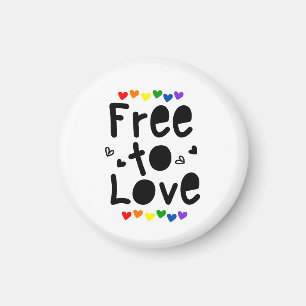 Imã Livre Para Amar Arco-Íris Orgulho Corações LGBTQ