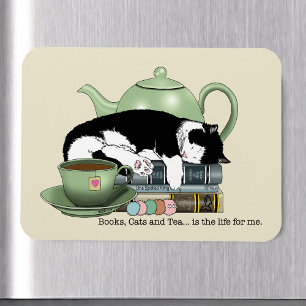 Ímã Livros Aconchegantes Gato Smoking Chá Adorável Cha