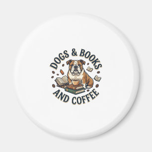 Imã Livros de Cachorros Café Bulldog Pilha Xícara_1