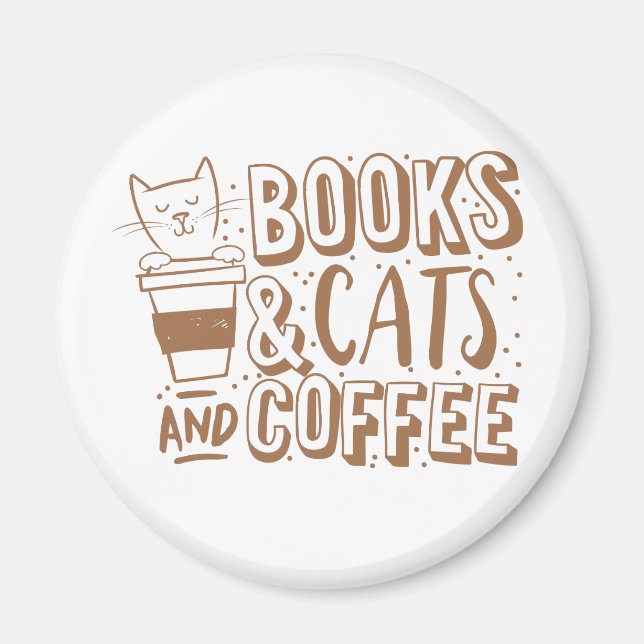 Imã livros, gatos e café (Frente)