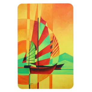 Ímã Lixo Chinês Veleja para Curto em Cubismo Arte Geog