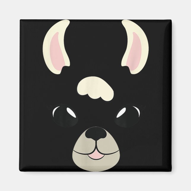 Imã Llama Face Halloween Costume Alpaca Amantes (Frente)