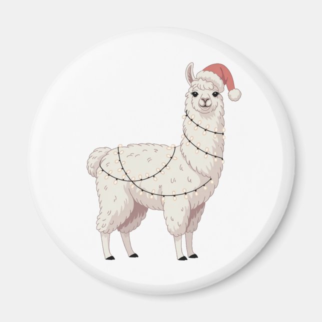 Imã Llama Luzes de Natal Robusto Amante Alpaca (Frente)