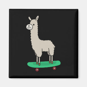 Imã Llama Skateboard Engraçado Skate Alpaca Llama 