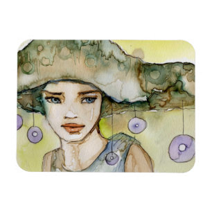 Ímã llustration de uma menina bonita, delicada