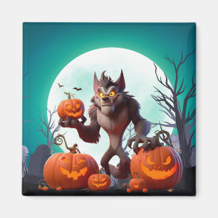 Imã Lobisomem e abóboras de Halloween