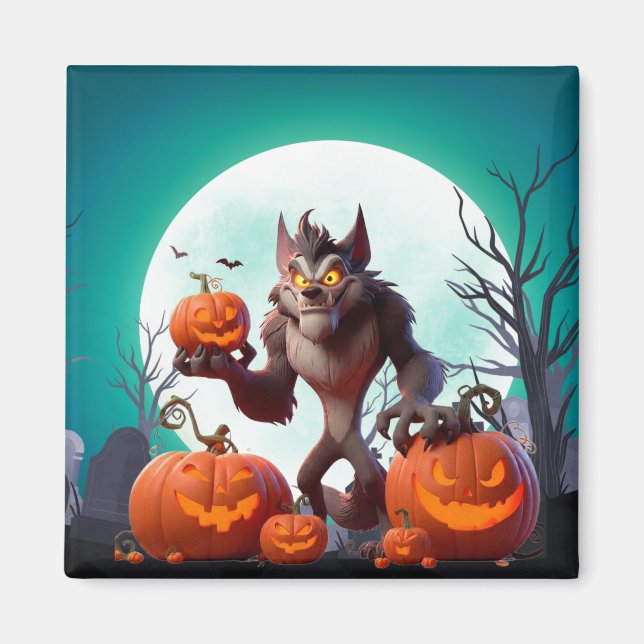 Imã Lobisomem e abóboras de Halloween (Frente)