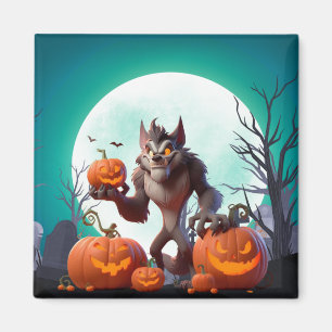 Imã Lobisomem e abóboras do Halloween