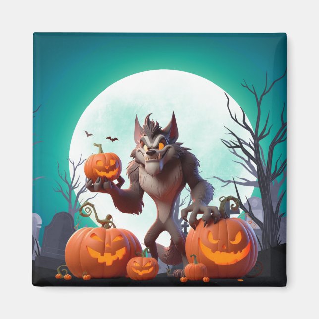 Imã Lobisomem e abóboras do Halloween (Frente)