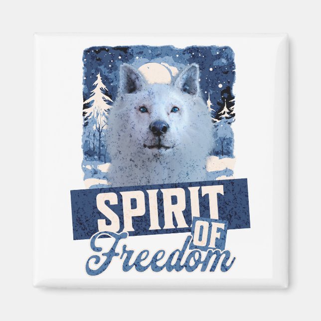 Imã Lobo Ártico Espírito de Liberdade Desenho de Vida  (Frente)
