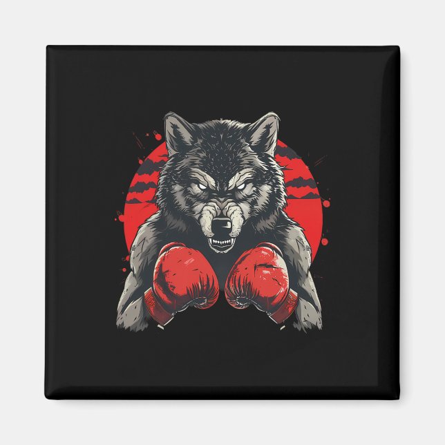 Imã Lobo Boxeador Com Luvas de Boxe Kickboxing Boxe Di (Frente)