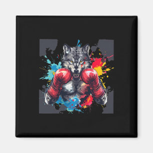 Imã Lobo Boxeando Com Luvas De Boxe Kickboxing Engraça