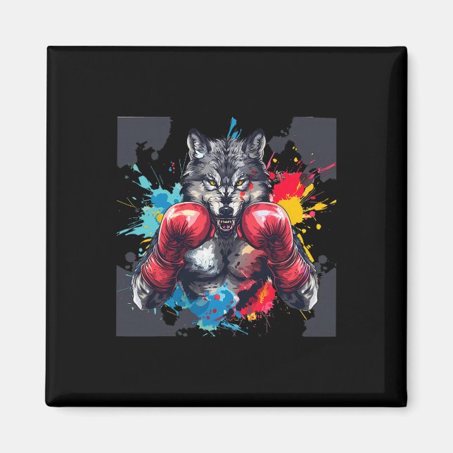 Imã Lobo Boxeando Com Luvas De Boxe Kickboxing Engraça (Frente)
