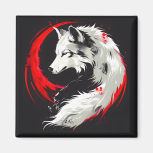 Imã Lobo Branco Vermelho Lunar
