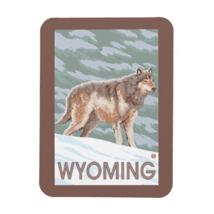 Ímã Lobo cinzento StandingWyoming