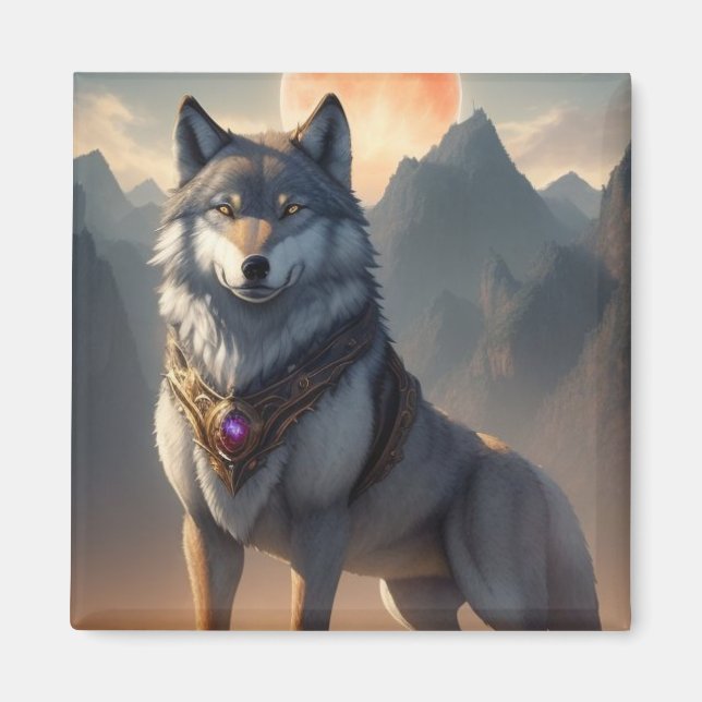 Imã lobo com artes de alta tecnologia Magnet (Frente)