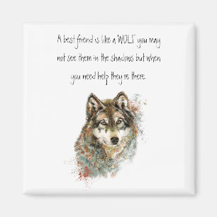 Imã Lobo de Cotação Inspiracional do Melhor Amigo, L