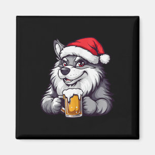Imã Lobo de Natal Engraçado com BD