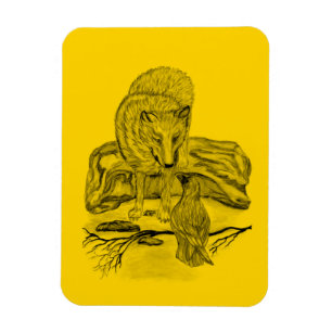 Ímã Lobo e Raven - Design preto e amarelo