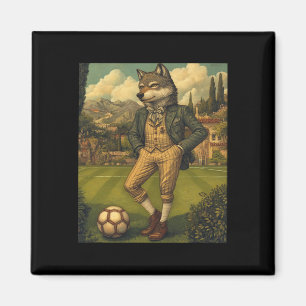 Imã Lobo Engraçado Jogando Futebol Gráfico Lobo Estran