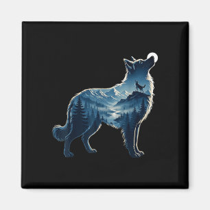 Imã Lobo floresta da montanha ao luar exposição arte 