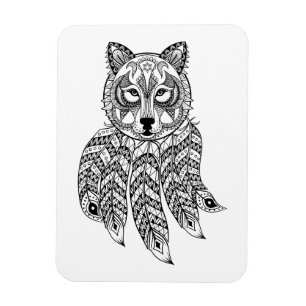 Ímã Lobo inspirado com Dreamcatcher