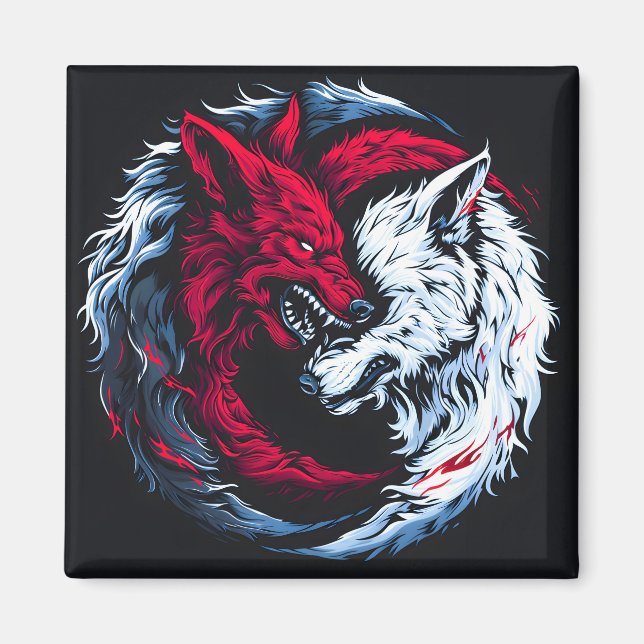 Imã Lobo Lunar Selvagem Duplo (Frente)