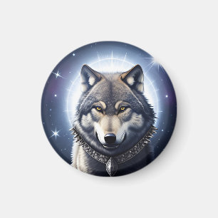 Imã Lobo Majestoso Sob Céu Estrelado