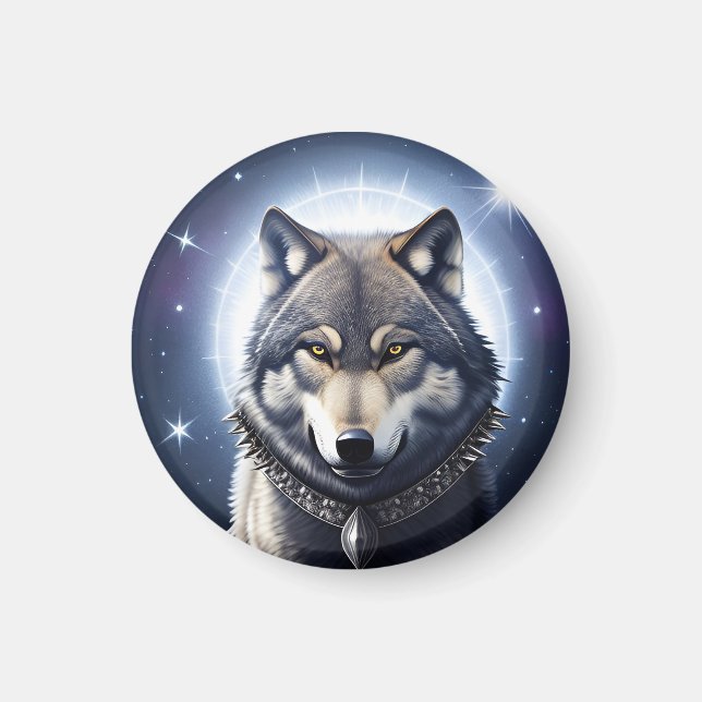 Imã Lobo Majestoso Sob Céu Estrelado (Frente)