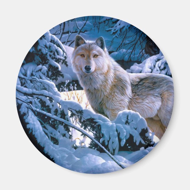 Imã Lobo na pintura da floresta de inverno (Frente)