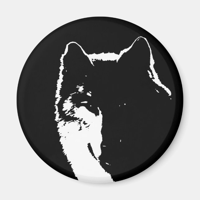 Imã Lobo Negro e Branco (Frente)