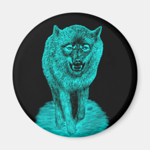Imã Lobo Negro Zangado na Noite