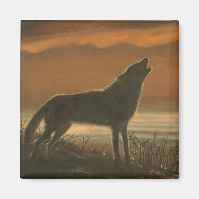 Imã Lobo solitário a segurar (Frente)