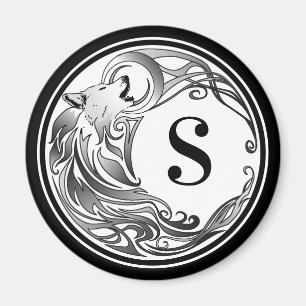 Imã Lobo Tribal - Monograma Sombreado