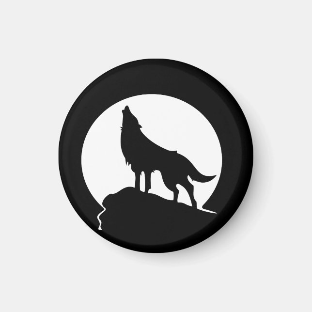 Imã Lobo uivando com um ímã à volta da lua de cheio (Frente)