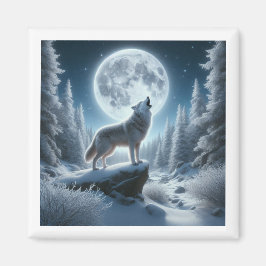Imã Lobo Uivando no Inverno