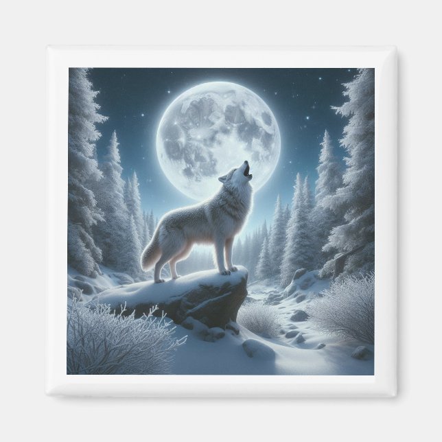 Imã Lobo Uivando no Inverno (Frente)