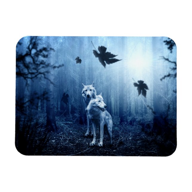 Ímã Lobos na Floresta no amanhecer (Horizontal)