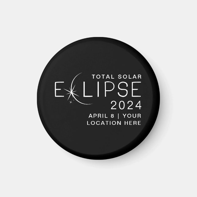 Imã Localização Personalizada do Eclipse Solar 2024 Co (Frente)