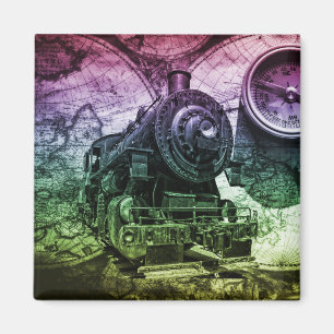 Imã Locomotiva Vintage de Motor a Vapor