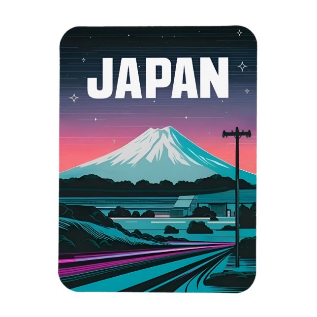Ímã LoFi Vaporwave Retro 80s Japão Monte Fuji (Vertical)