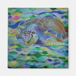 Imã Loggerhead Turtle Colorida Art