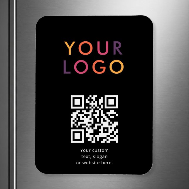 Ímã Logo QR Code Business Template Black (Criador carregado)