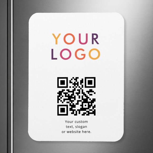 Ímã Logo QR Code Business Template White (Criador carregado)