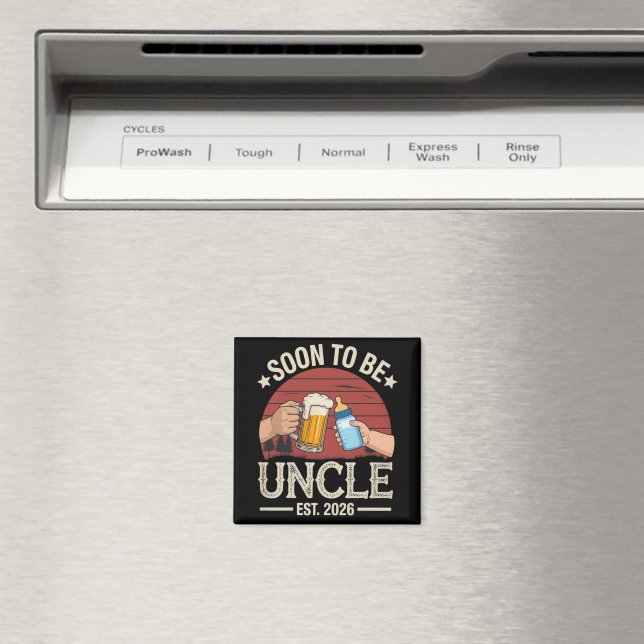 Imã Logo Vai Ser Tio 2026 Anúncio de Gravidez Retro (In Situ (Dishwasher))