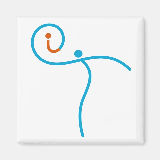 Imã Logotipo 01, ciano/vermelho (Frente)