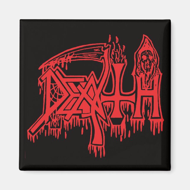 Imã Logotipo antigo da escola vermelho em ímã preto (Frente)